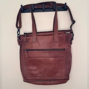 Genicci Large Brown Leather Crossbody Bag with Adjustable Strap